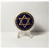 Image 1 : 20)  ENCAPSULATED BLUE ENAMEL WITH GOLD TONE