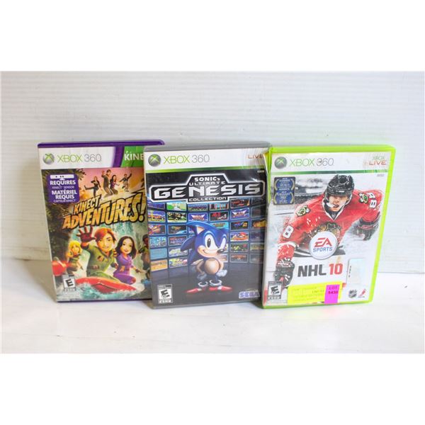 110. XBOX 360 3 GAMES: SONIC GENESIS, KINEST