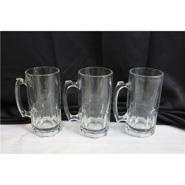 SET OF 3 LARGE SCHOONER BEER MUGS