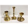 Image 1 : 3 BRASS CANDELABRAS 4", 5", 7".