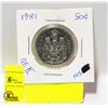Image 2 : 1981 CANADA 50C. QUEEN ELIZABETH 2