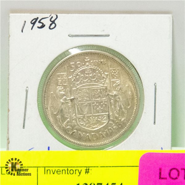 1958 CDN 50 CENT PIECE