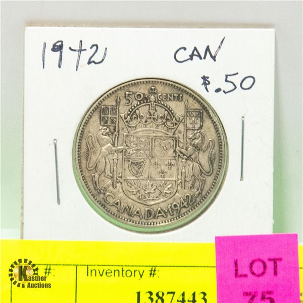 1942 CDN 50 CENT PIECE