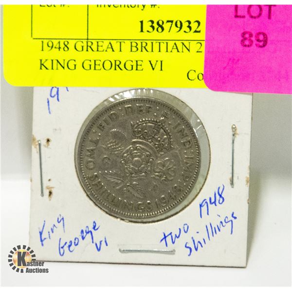 1948 GREAT BRITAIN 2 SHILLING KING GEORGE VI