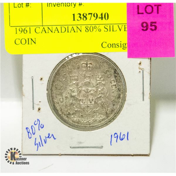 1961 CANADIAN 80% SILVER 50 CENT COIN