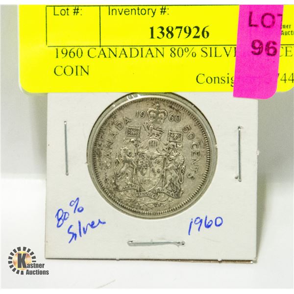 1960 CANADIAN 80% SILVER 50 CENT COIN