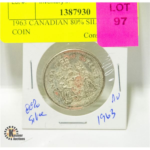 1963 CANADIAN 80% SILVER 50 CENT COIN