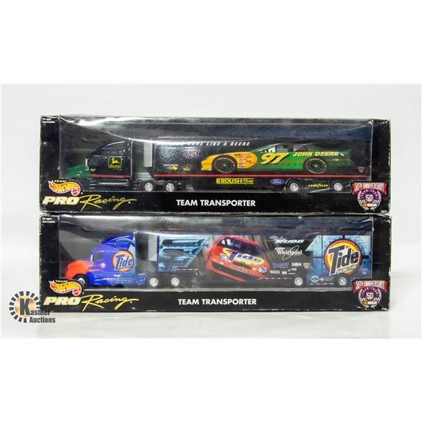 FLAT OF 2 HOTWHEELS BIG RIGS (TIDE & JOHNDEERE)