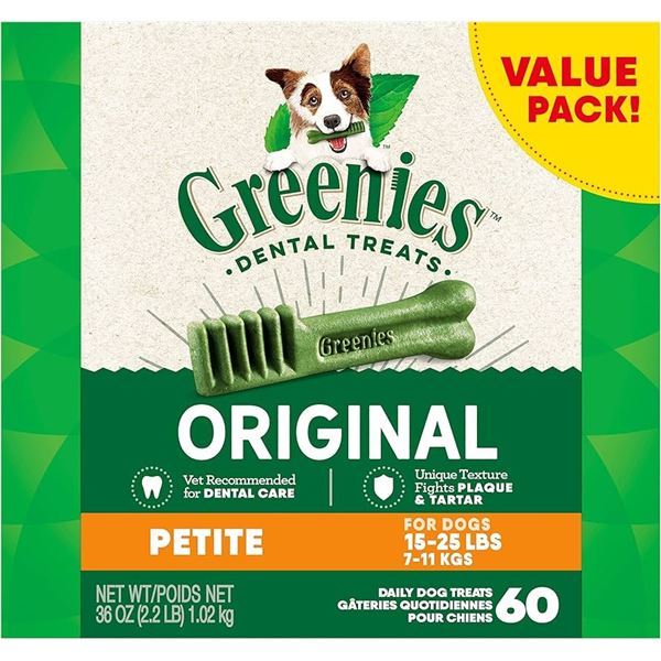 NEW GREENIES ORIGINAL PETITE DENTAL TREATS - 60