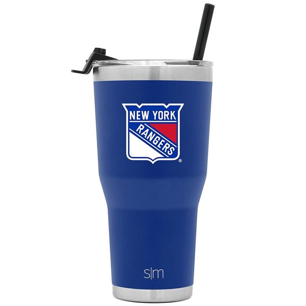 NEW 30 OZ NHL TUMBLER W/STRAW LID NEW YORK RANGERS