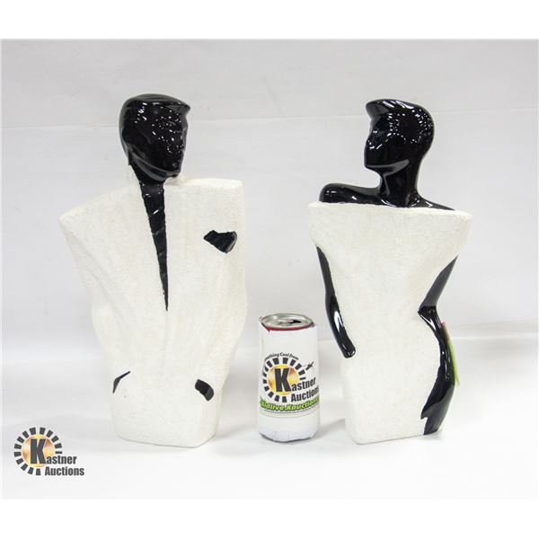 PAIR OF CERAMIC DISPLAY PIECES 13.5" & 14" TALL
