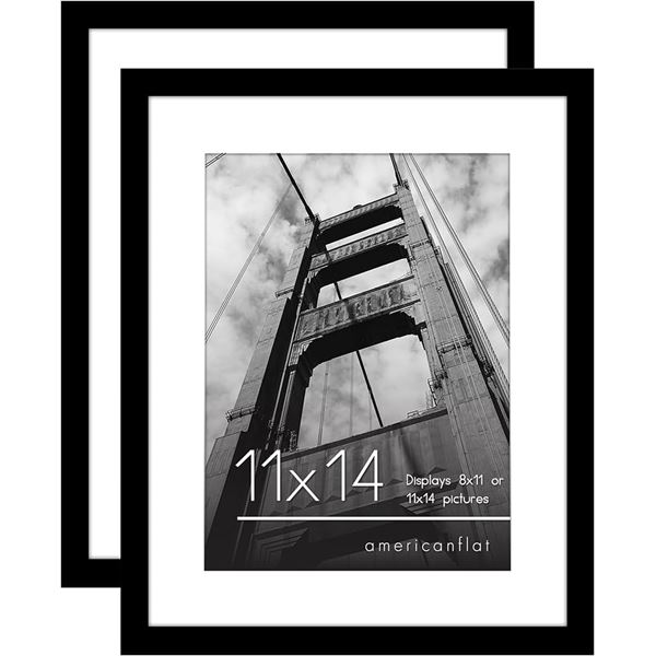 NEW 2 AMERICANFLAT 11X14 PICTURE FRAME IN BLACK