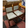 Image 1 : SET OF 4 VINTAGE SOLID WOOD FAUX LEATHER
