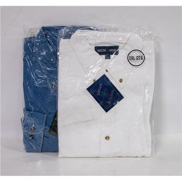 NEW MEN'S SHIRTS 1DENIM 1WHITE SIZE 2XL