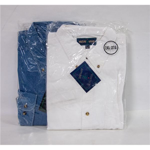 NEW MEN'S SHIRTS 1DENIM 1WHITE SIZE 2XL