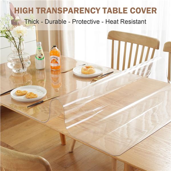 NEW 84 X 42 INCH MOPHORN CLEAR TABLE COVER PROTECT