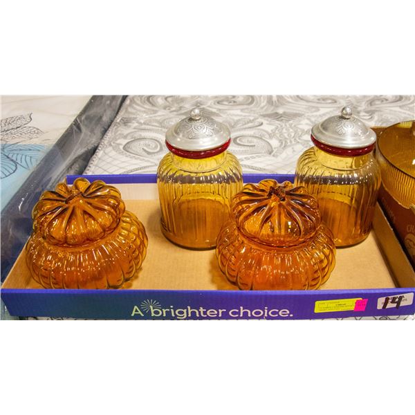 AMBER CANISTER SET OF 4 SHORT AND TALL
