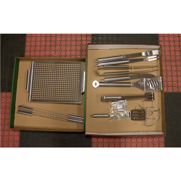 BARBQUE SET UTENSILS KBOBS CORN HOLDER