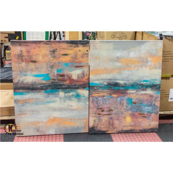 PAIR OF SHOWHOME CANVAS WALL HANGINGS 29" X 38.5"
