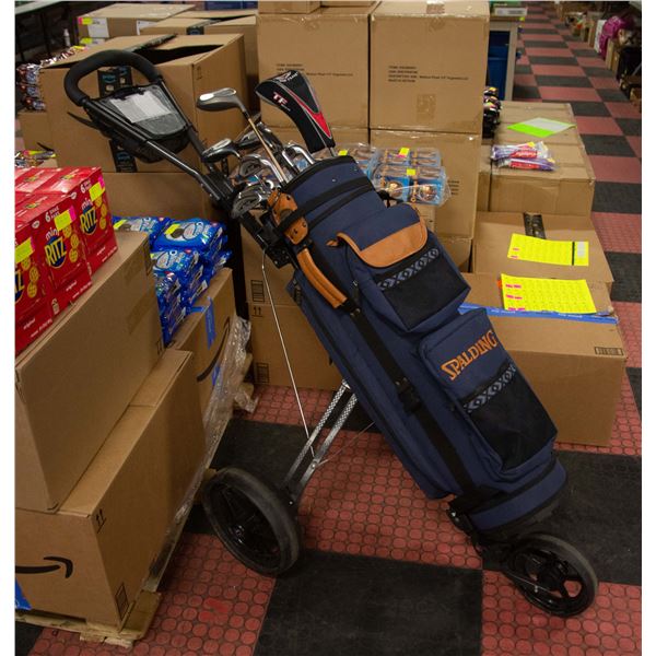 SET OF GOLF CLUBS & CART