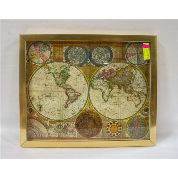 OLD WORLD STYLE PICTURE GLASS ENCASED 17.5 X 21.5"