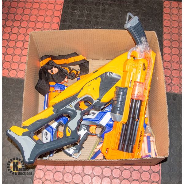 NERF GUNS/DARTS/DISCS- BOX LOT ASSORTED