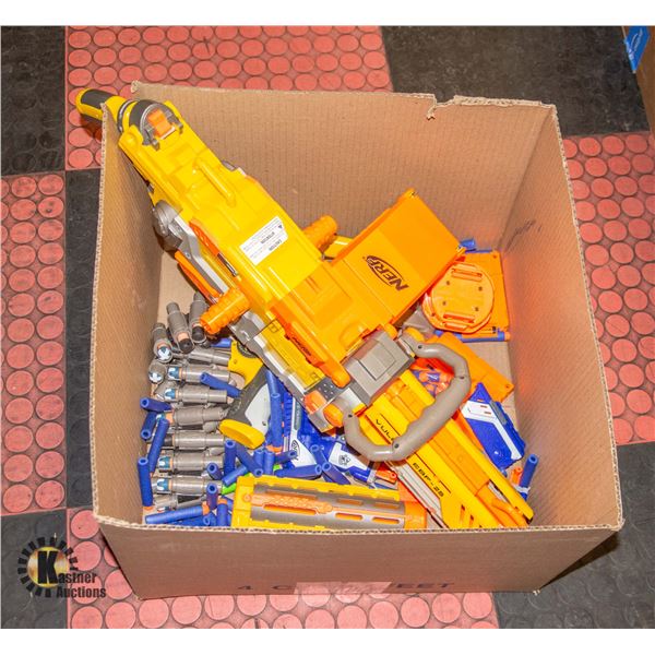 NERF GUNS/DARTS/DISCS- BOX LOT ASSORTED