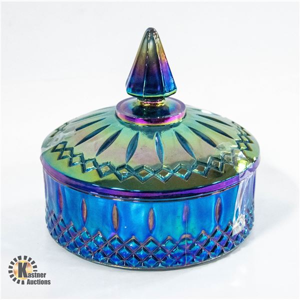 VINTAGE CARNIVAL GLASS IRRIDESCENT BLUE