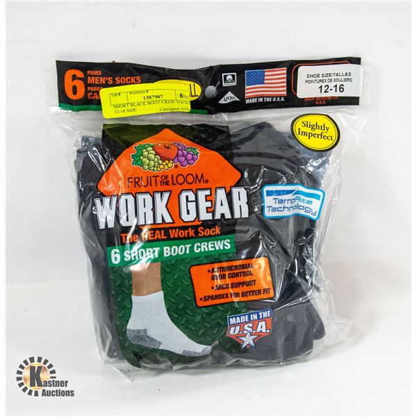 SHORT BLACK BOOT CREW SOCKS 12-16 SIZE