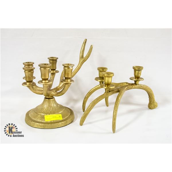 PAIR OF ANTLER SHAPED CANDLE HOLDERS