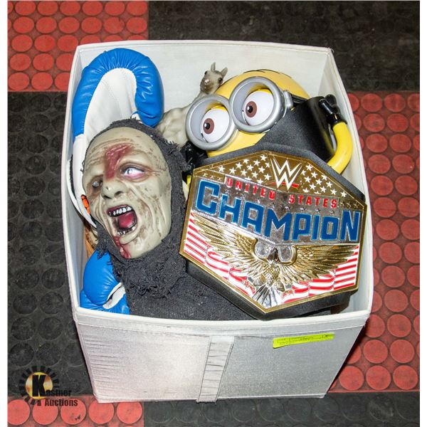 WRESTLING BELT & ASSORTED TOYS ALL