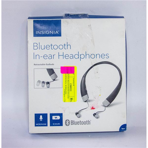 INSIGNIA BLUETOOTH IN-EAR HEADPHONES, WIRELESS