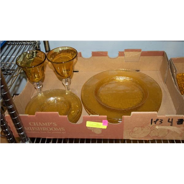 AMBER DINNERWARE SET 4 ITALIAN HAMMERED