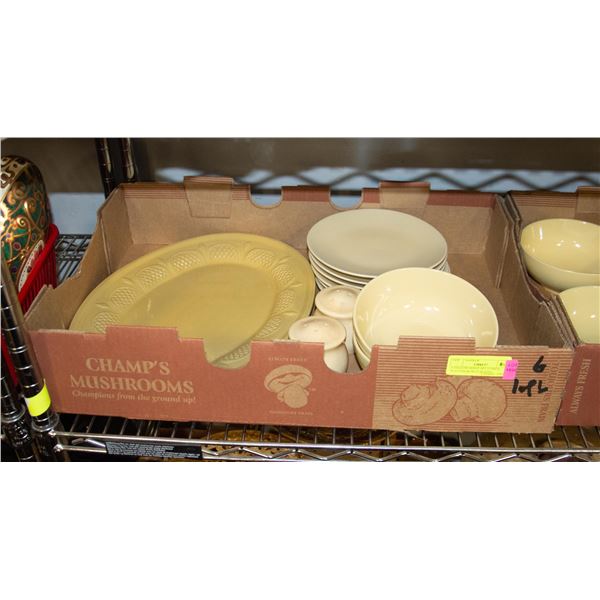 YELLOW SERVE SET 15 INCH PLATTER BOWLS+PLATES