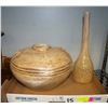 Image 1 : POTTERY VASE 10 INCH ROUND 17 INCH GLASS TAN