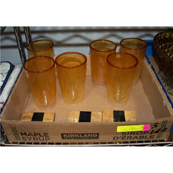 AMBER SERVEWARE SET OVAL GLASS WIRE HANDLE