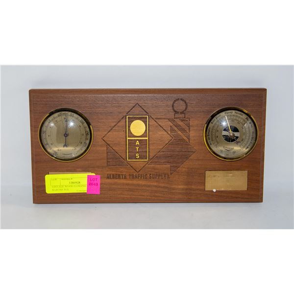 VINTAGE WOOD HANGING BAROMETER