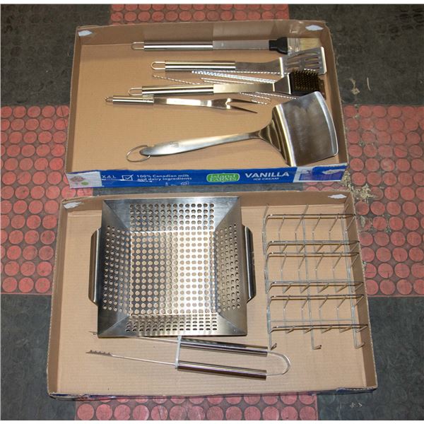 BARBEQUE SET UTENSILS KBOBS RIB RACK GRILL