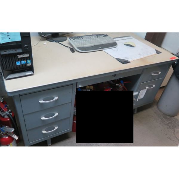 Metal Desk w/ 5 Drawers 60" x 30" (contents not included)
