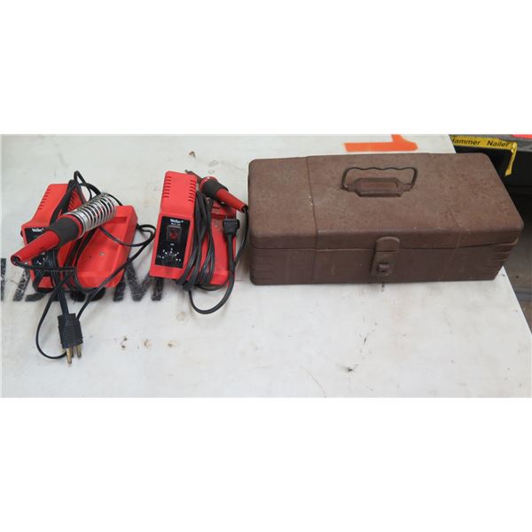 Qty 2 Weller WLC100 Soldering Stations & Casco Electri-Craft Power Tool in Case
