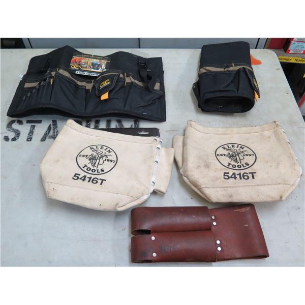 Qty 5 Tool Belts & Bags, Misc Brands & Sizes