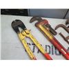 Image 2 : Qty 5 C-Clamps, Misc Sizes, Pipe Wrench & Bolt Cutter
