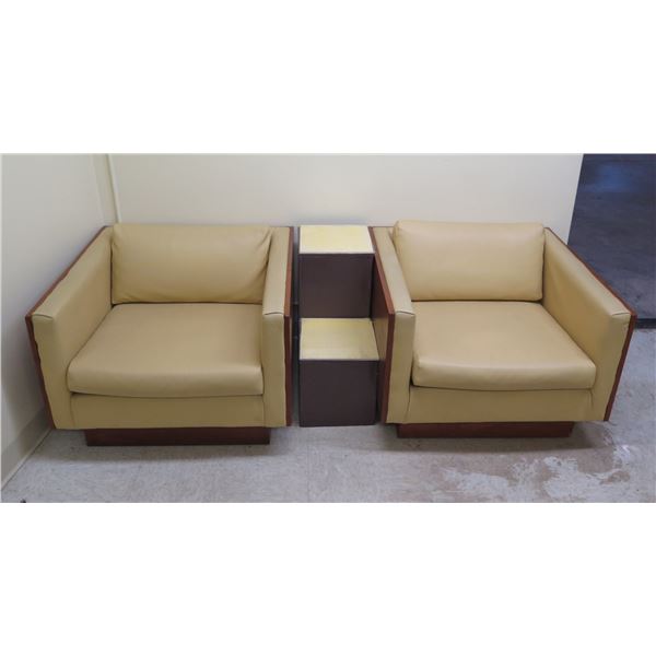 Qty 2 Upholstered Armchairs 34" x 19" x 24"H w/ Center Console