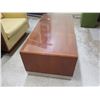 Image 2 : SEN Wooden Table w/ Metal Base & Clear Top  48" x 24" x 17"H