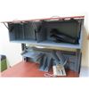 Image 8 : Curved Wooden Desk 83" x 102" x 29"H w/ Top Hutch Shelf, Undercabinet & Chair