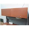 Image 8 : Curved Wooden Desk 83" x 108" x 29"H w/ Top Hutch Shelf, Undercabinets & Chair