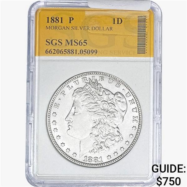 1881-P Morgan Silver Dollar SGS MS65