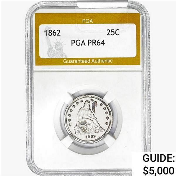 1862 Seated Liberty Quarter PGA PR64