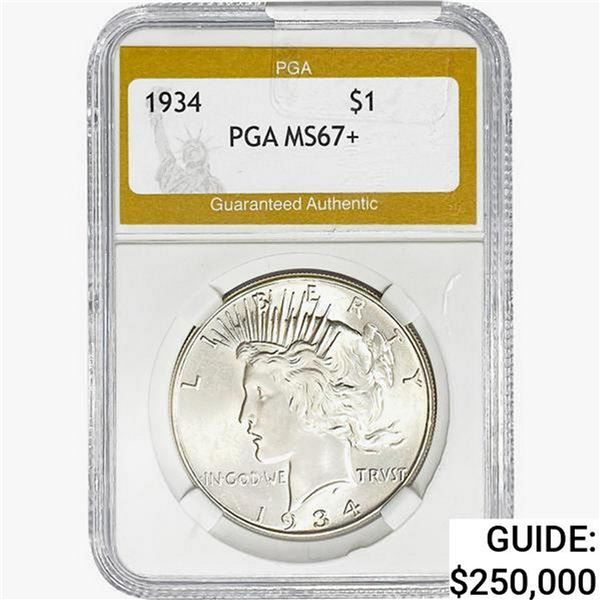 1934 Silver Peace Dollar PGA MS67+