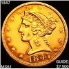 Image 1 : 1847 $5 Gold Half Eagle UNCIRCULATED